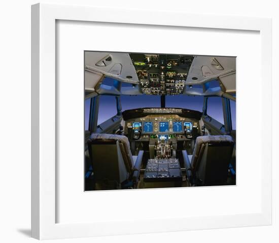 737 pilot-centered flight deck-null-Framed Premium Giclee Print