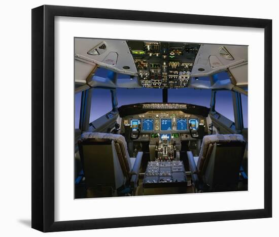737 pilot-centered flight deck-null-Framed Premium Giclee Print