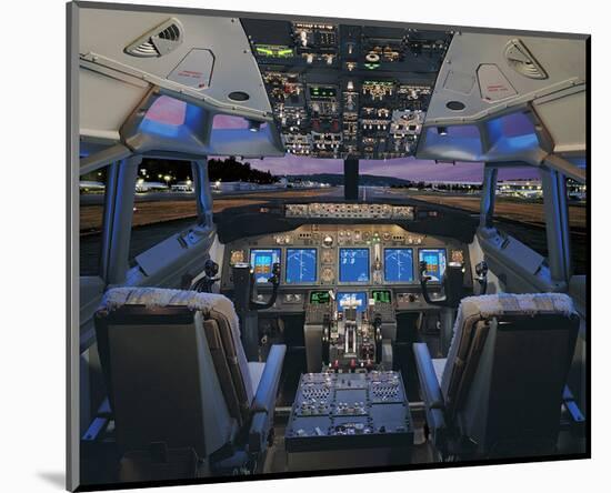 737 pilot-centered flight deck-null-Mounted Art Print