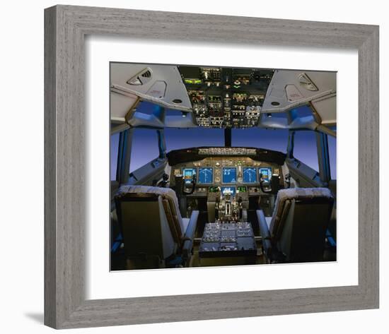 737 pilot-centered flight deck-null-Framed Art Print
