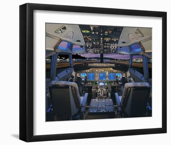 737 pilot-centered flight deck-null-Framed Art Print