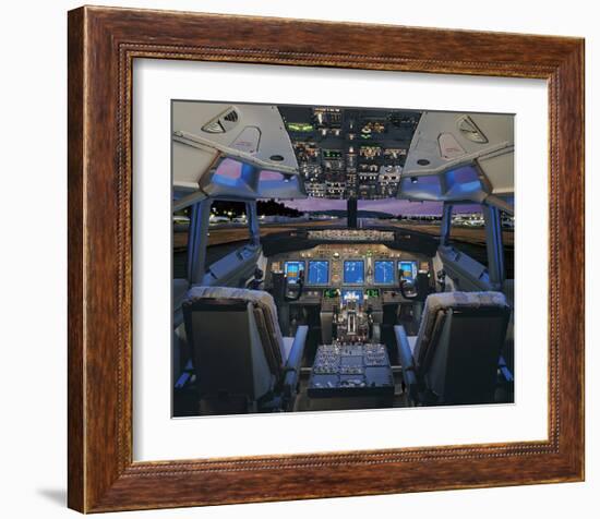 737 pilot-centered flight deck-null-Framed Art Print