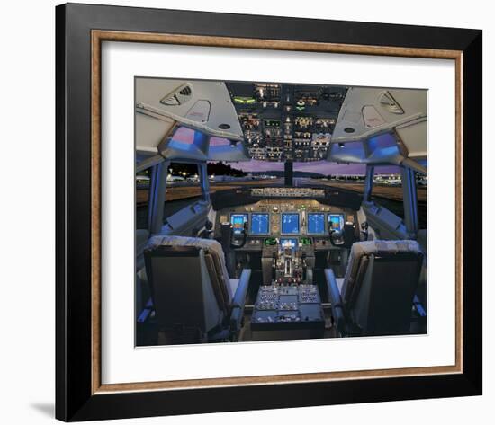 737 pilot-centered flight deck-null-Framed Art Print