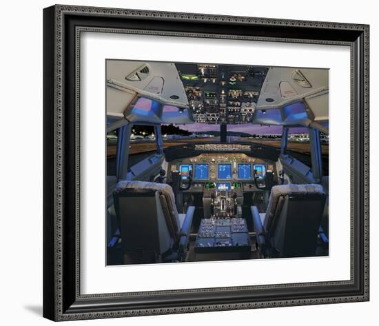 737 pilot-centered flight deck-null-Framed Art Print