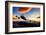747-8F with colorful sky-null-Framed Art Print