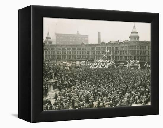 75,000 Cheer Wendell Willkie at Field Monument Circle, in Indianapolis, Indiana-null-Framed Stretched Canvas