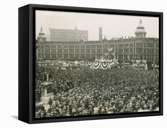 75,000 Cheer Wendell Willkie at Field Monument Circle, in Indianapolis, Indiana-null-Framed Stretched Canvas