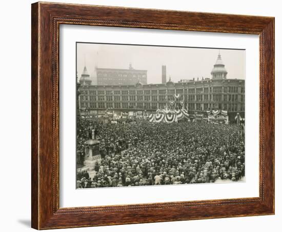 75,000 Cheer Wendell Willkie at Field Monument Circle, in Indianapolis, Indiana-null-Framed Photo