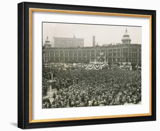 75,000 Cheer Wendell Willkie at Field Monument Circle, in Indianapolis, Indiana-null-Framed Photo