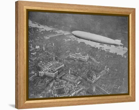750 Foot Long Graf Zeppelin LZ 127 Flying Above British Capital-null-Framed Premier Image Canvas