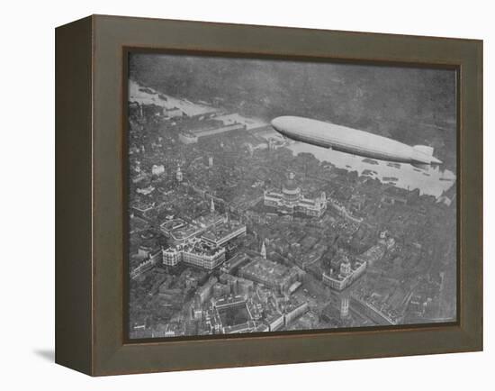 750 Foot Long Graf Zeppelin LZ 127 Flying Above British Capital-null-Framed Premier Image Canvas