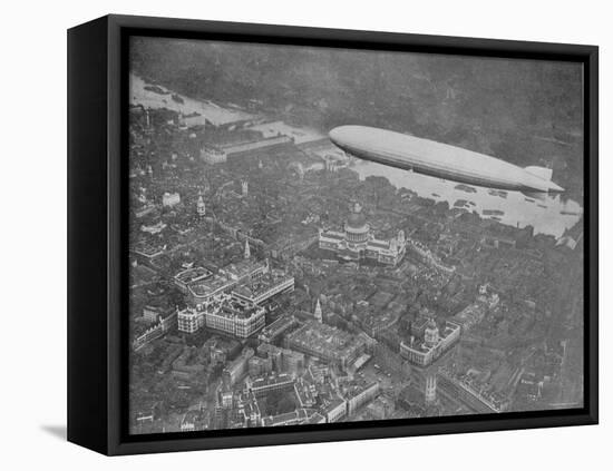 750 Foot Long Graf Zeppelin LZ 127 Flying Above British Capital-null-Framed Premier Image Canvas