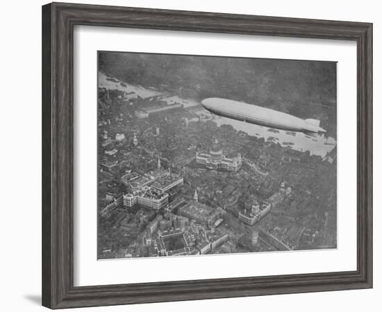 750 Foot Long Graf Zeppelin LZ 127 Flying Above British Capital-null-Framed Photographic Print