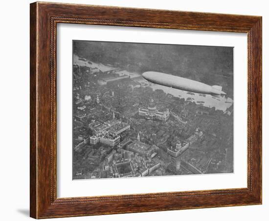 750 Foot Long Graf Zeppelin LZ 127 Flying Above British Capital-null-Framed Photographic Print