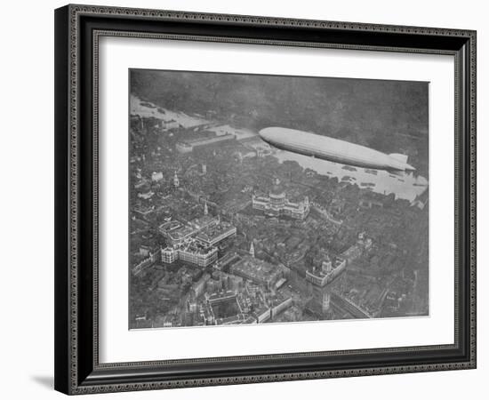 750 Foot Long Graf Zeppelin LZ 127 Flying Above British Capital-null-Framed Photographic Print