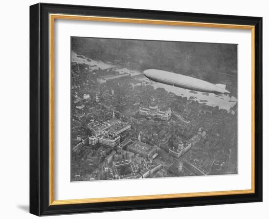 750 Foot Long Graf Zeppelin LZ 127 Flying Above British Capital-null-Framed Photographic Print