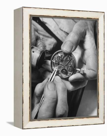 78 Year Old Watch Maker at His Job of Repairing Watches-Yale Joel-Framed Premier Image Canvas
