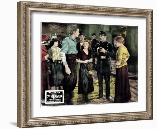 7th Heaven, (AKA Seventh Heaven), from Left, Charles Farrell, Janet Gaynor, Gladys Brockwell, 1927-null-Framed Art Print