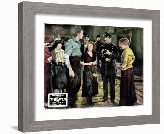 7th Heaven, (AKA Seventh Heaven), from Left, Charles Farrell, Janet Gaynor, Gladys Brockwell, 1927-null-Framed Art Print