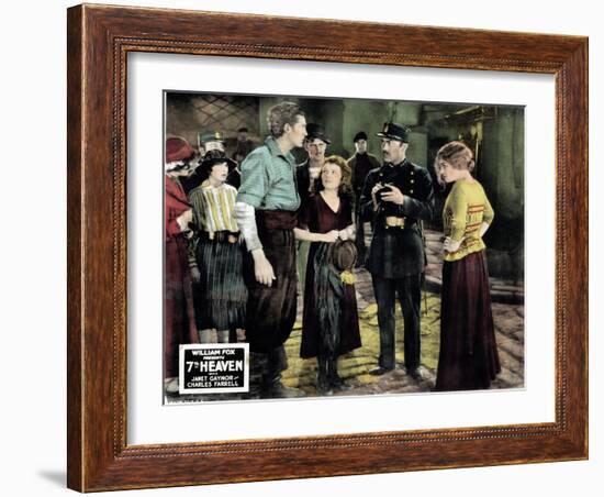 7th Heaven, (AKA Seventh Heaven), from Left, Charles Farrell, Janet Gaynor, Gladys Brockwell, 1927-null-Framed Art Print