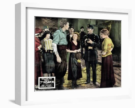 7th Heaven, (AKA Seventh Heaven), from Left, Charles Farrell, Janet Gaynor, Gladys Brockwell, 1927-null-Framed Art Print