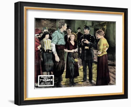 7th Heaven, (AKA Seventh Heaven), from Left, Charles Farrell, Janet Gaynor, Gladys Brockwell, 1927-null-Framed Art Print