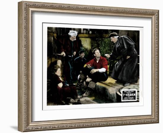 7th Heaven, (AKA Seventh Heaven), from Left, Janet Gaynor, Charles Farrell, Emile Chautard, 1927-null-Framed Art Print