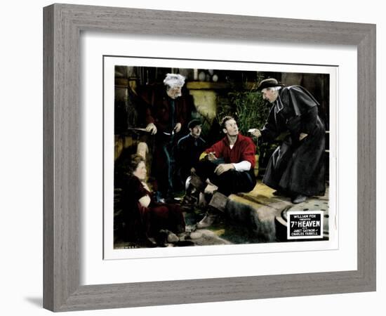 7th Heaven, (AKA Seventh Heaven), from Left, Janet Gaynor, Charles Farrell, Emile Chautard, 1927-null-Framed Art Print