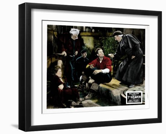 7th Heaven, (AKA Seventh Heaven), from Left, Janet Gaynor, Charles Farrell, Emile Chautard, 1927-null-Framed Art Print