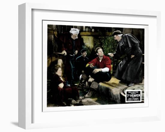 7th Heaven, (AKA Seventh Heaven), from Left, Janet Gaynor, Charles Farrell, Emile Chautard, 1927-null-Framed Art Print