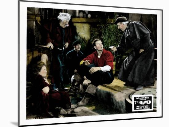 7th Heaven, (AKA Seventh Heaven), from Left, Janet Gaynor, Charles Farrell, Emile Chautard, 1927-null-Mounted Art Print