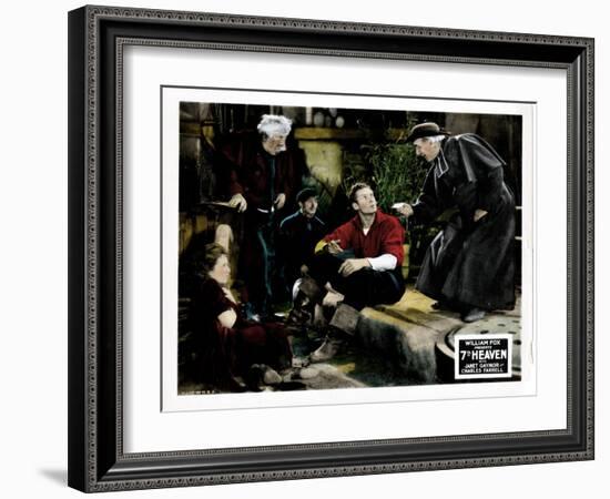 7th Heaven, (AKA Seventh Heaven), from Left, Janet Gaynor, Charles Farrell, Emile Chautard, 1927-null-Framed Art Print