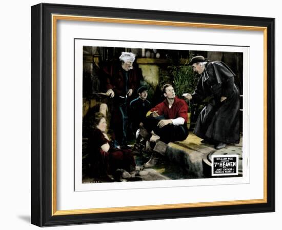 7th Heaven, (AKA Seventh Heaven), from Left, Janet Gaynor, Charles Farrell, Emile Chautard, 1927-null-Framed Art Print