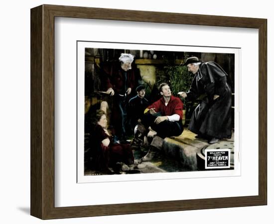 7th Heaven, (AKA Seventh Heaven), from Left, Janet Gaynor, Charles Farrell, Emile Chautard, 1927-null-Framed Premium Giclee Print