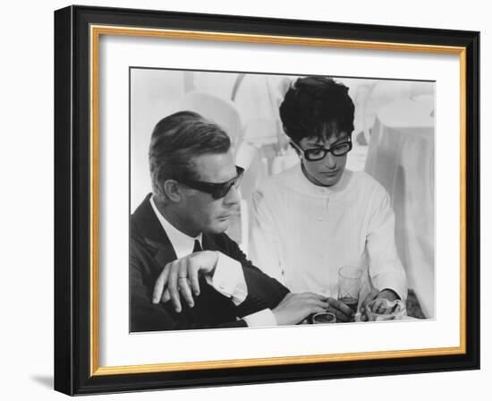 8 1/2, from Left: Marcello Mastroianni, Anouk Aimee, 1963-null-Framed Photo