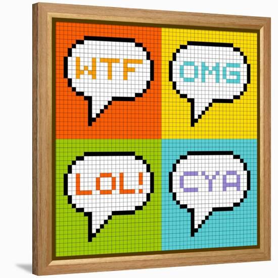 8-Bit Pixel 3-Letter Acronyms in Speech Bubbles-wongstock-Framed Stretched Canvas