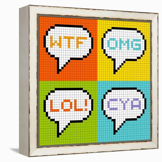 8-Bit Pixel 3-Letter Acronyms in Speech Bubbles-wongstock-Framed Stretched Canvas