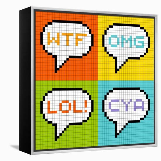 8-Bit Pixel 3-Letter Acronyms in Speech Bubbles-wongstock-Framed Stretched Canvas