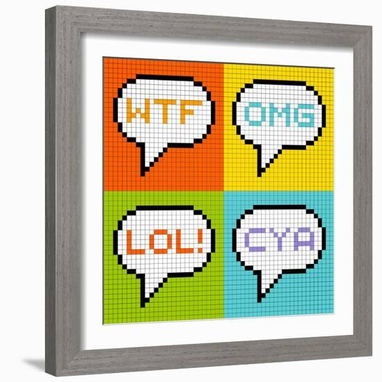 8-Bit Pixel 3-Letter Acronyms in Speech Bubbles-wongstock-Framed Art Print