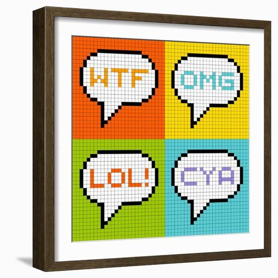 8-Bit Pixel 3-Letter Acronyms in Speech Bubbles-wongstock-Framed Art Print