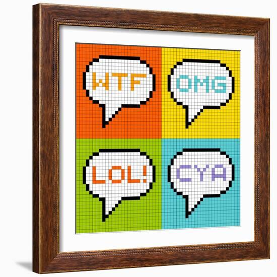 8-Bit Pixel 3-Letter Acronyms in Speech Bubbles-wongstock-Framed Art Print