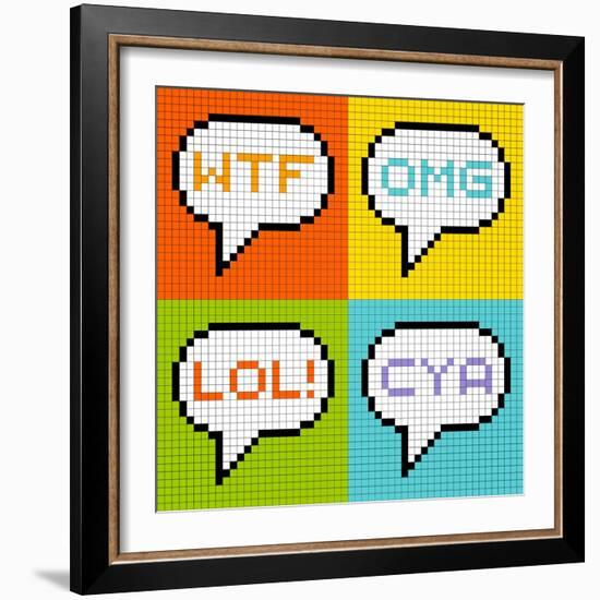 8-Bit Pixel 3-Letter Acronyms in Speech Bubbles-wongstock-Framed Art Print