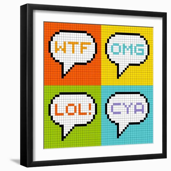 8-Bit Pixel 3-Letter Acronyms in Speech Bubbles-wongstock-Framed Art Print