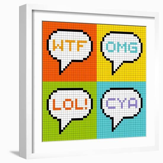 8-Bit Pixel 3-Letter Acronyms in Speech Bubbles-wongstock-Framed Art Print