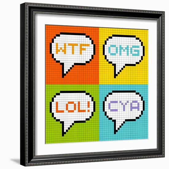 8-Bit Pixel 3-Letter Acronyms in Speech Bubbles-wongstock-Framed Art Print