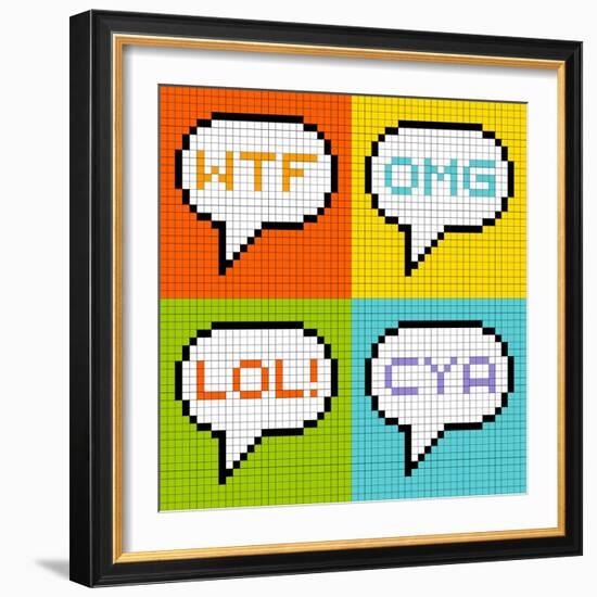 8-Bit Pixel 3-Letter Acronyms in Speech Bubbles-wongstock-Framed Art Print