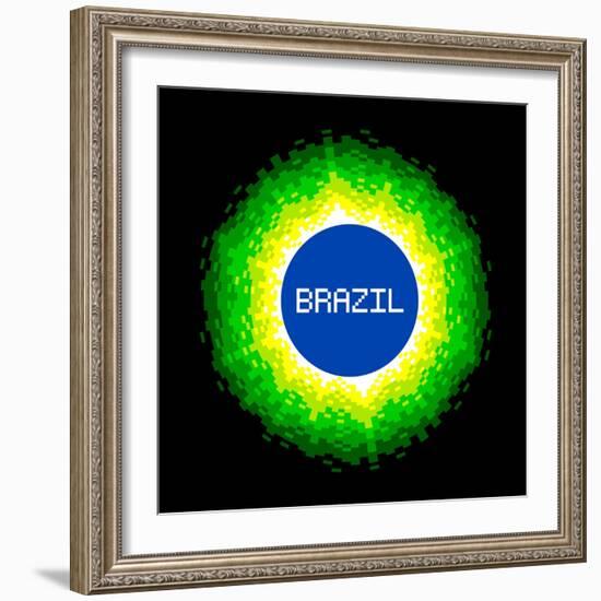 8-Bit Pixel-Art Brazil World Concept-wongstock-Framed Art Print