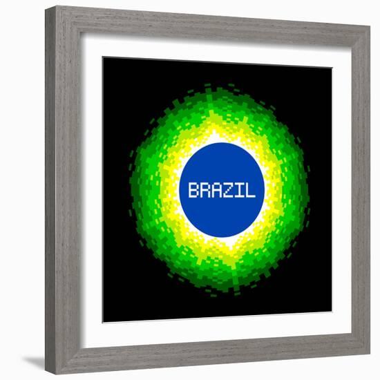 8-Bit Pixel-Art Brazil World Concept-wongstock-Framed Art Print