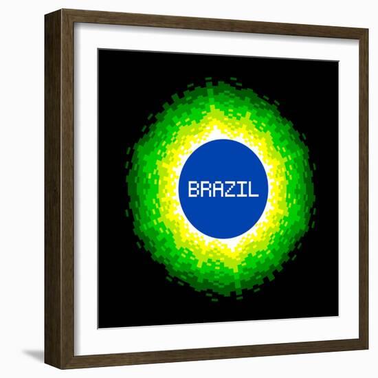 8-Bit Pixel-Art Brazil World Concept-wongstock-Framed Art Print