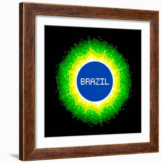 8-Bit Pixel-Art Brazil World Concept-wongstock-Framed Art Print